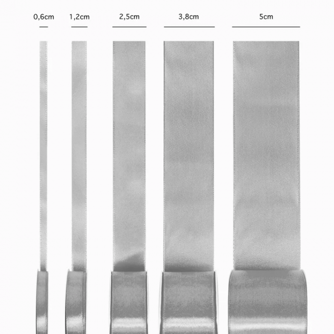 Сатенена лента, цвят сребро, 0,6х23м /Pp/