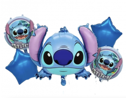 Комплект 5 бр. фолиеви балони Стич /Pe/