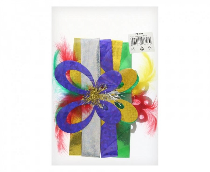 Диадема /тиара/ за глава с перо, 5бр. в опаковка, микс цветове /Gd/