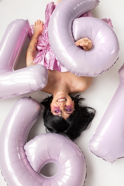 Фолиев балон цифра 0, цвят лилав, 72 см височина /Pd/