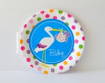 Хартиена парти чинийка Честито Бебе момче /Добре дошъл/ 8бр пакет