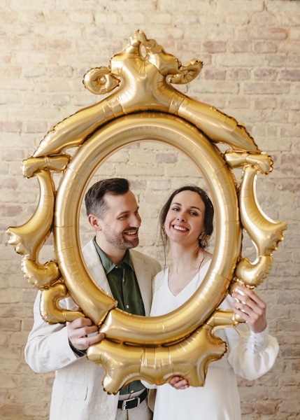 Фолиев балон златна рамка/огледало, 78x95 см /Pd/