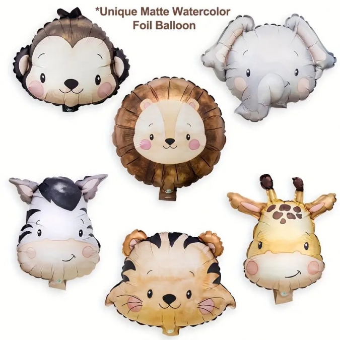 Комплект 6 бр. фолиеви 3D матови балони Джунгла, Сафари /Ch/