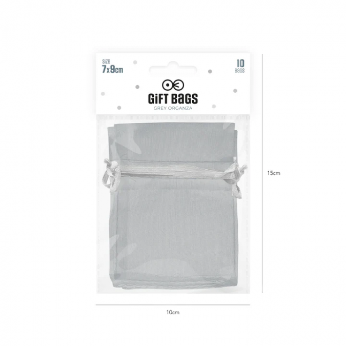 Подаръчни торбички органза, цвят сив, 10бр. /Pp/