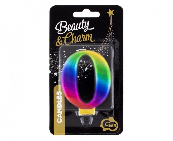 Свещичка металик цвят дъга, цифра 0 /Gd/
