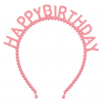 Парти комплект сатенена лента и диадема с надпис Birthday Girl в розово /Mb/