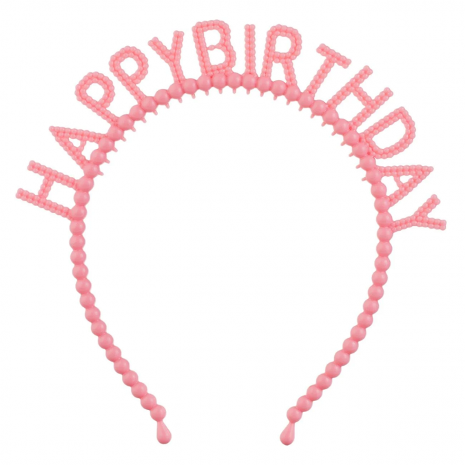 Парти комплект сатенена лента и диадема с надпис Birthday Girl в розово /Mb/