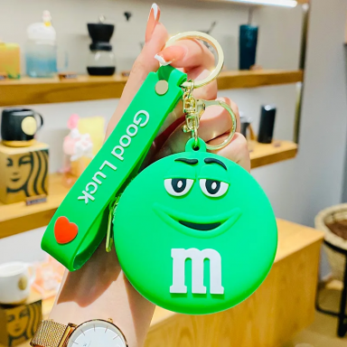 Силиконов ключодържател, портмоне, бонбон M&M, цвят зелен /Tr/