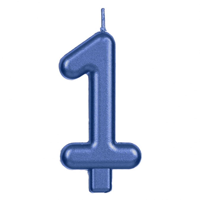 Свещичка цифра 9, цвят син металик /Mb/