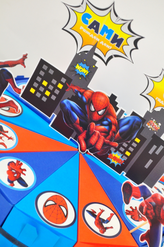 3Д Хартиена торта с декорация и персонализация Спайдърмен