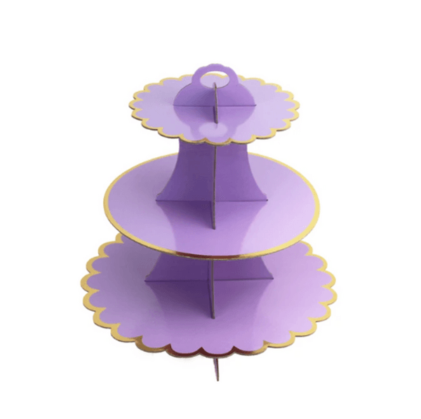 Стойка за мъфини лилава, със златен блестящ кант /Gx/