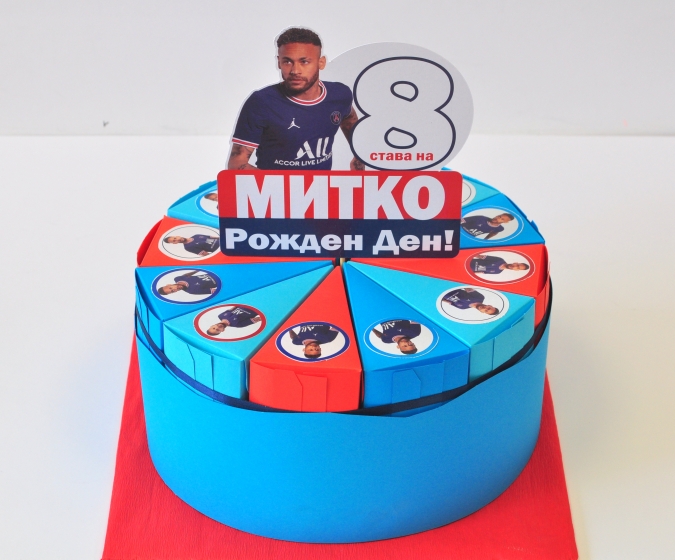 Хартиена торта с  тематична декорация и персонализация Неймар ПСЖ