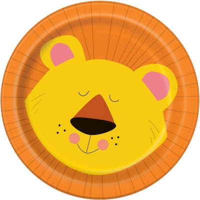 Хартиена парти чинийка Лъв, сафари, джунгла / Lion 18 см. диаметър, 8 бр. в опаковка