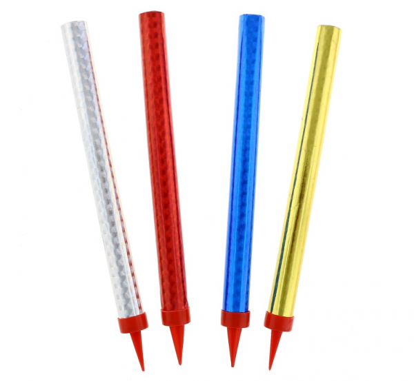 Фонтан за торта 4бр, 18 см, холограмен, цветен, бездимен /Gd/