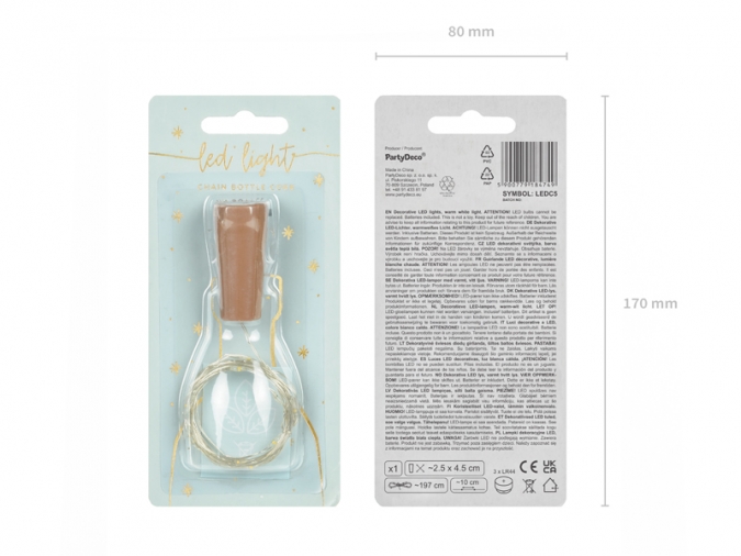 Декоративни LED лампички с коркова тапа за Бутилка, 1,97м /Pd/