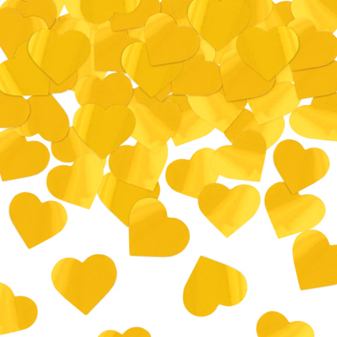 Парти конфети златни блестящи сърца, дължина 30 см /Pp/