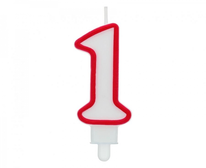 Свещичка цвят бяло и червено, цифра 4 /Gd/