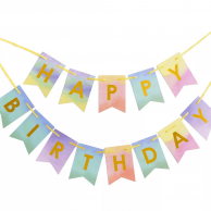 Банер гирлянд Happy Birthday, преливащи цветове, 2,0м. /Pe/