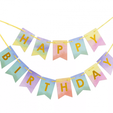 Банер гирлянд Happy Birthday, преливащи цветове, 2,0м. /Pe/