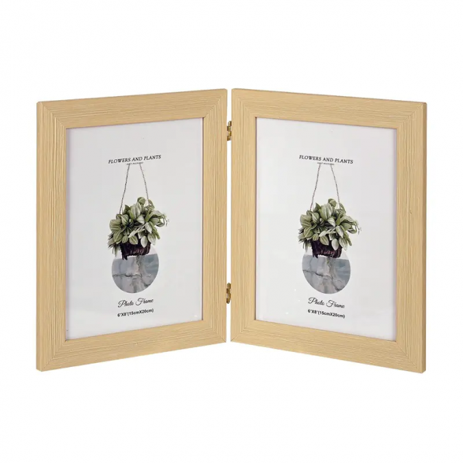 Фоторамка, настолна за 2 снимки, цвят дървесен, 20x15см /Km/