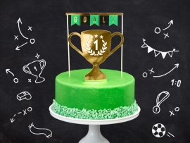 Декорация за торта Футбол, купа, Goal, 2 броя /Pd/