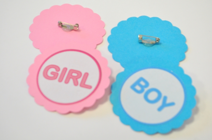 Парти медальон тип значка за разкриване на пола Girl or Boy, 5бр. пакет