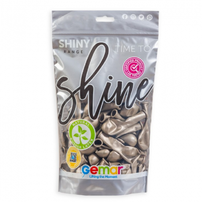 Балон хром бяло злато /просеко/, диаметър 13 см, 10 бр в пакет Gemar AB50 #085 /Uk/