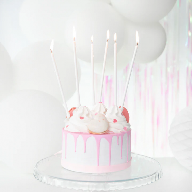 Свещички, дълги бели, 8 бр. в опаковка /Pp/