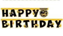 Банер гирлянд Строителни машини, багер, фадрома, с букви Happy Birthday, 2,10 м /Tr/