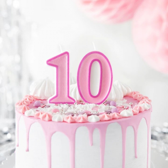 Свещичка цвят розов, цифра 9 /Pp/