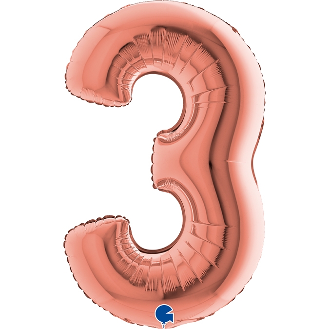 Фолиев балон цифра 8, цвят розово злато, 102см, Grabo Италия