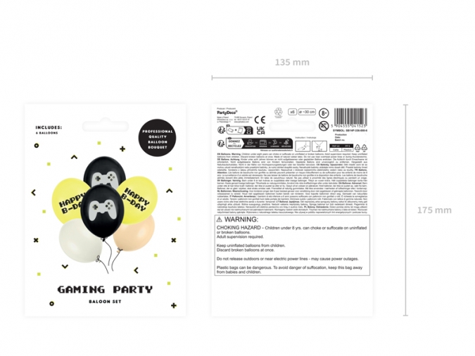 Комплект 6 бр. премиум балони  Плейстейшън, джойстик, Game on /Pd/