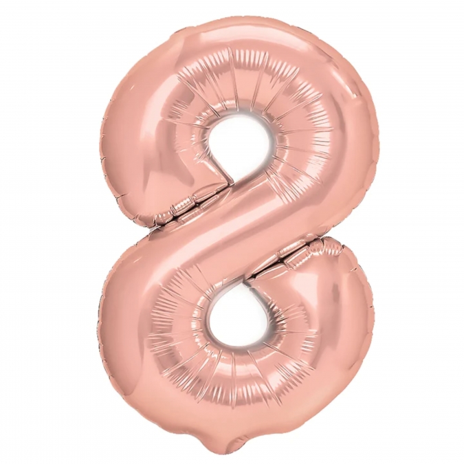 Фолиев балон цифра 6, цвят розово злато, 40см /Pp/