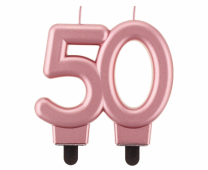Свещичка за рожден ден, металик цвят розово злато, юбилей 50 години /Gd/