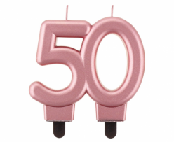 Свещичка за рожден ден, металик цвят розово злато, юбилей 50 години /Gd/