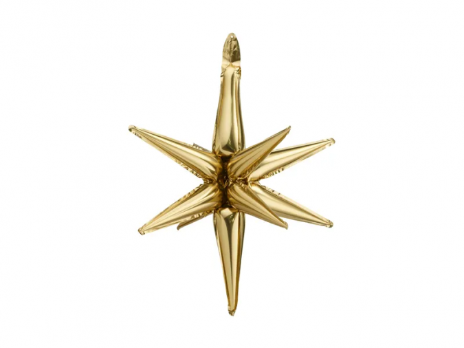 Фолиев балон 3D звезда, цвят злато гланц, 70см /Pd/