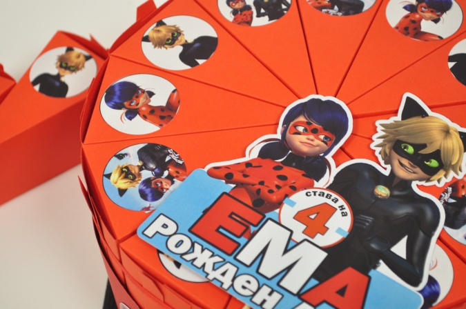 Хартиена торта с декорация и персонализация Калинката и Черния котарак