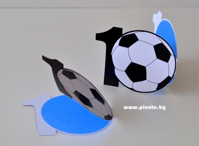 Покана цифра рожден ден футбол, 6 бр. в пакет