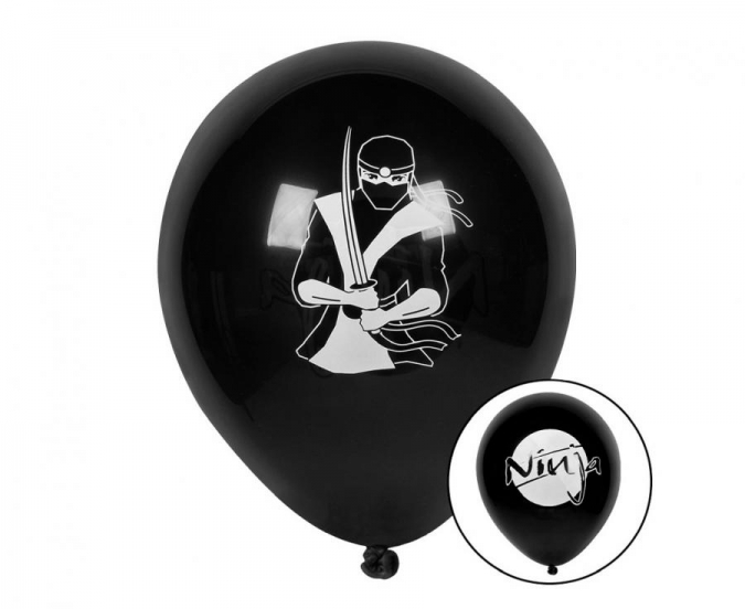 Комплект балони с печат Нинджа, 25 см, 6 бр. в опаковка /Gd/