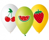 Комплект 6 бр. премиум балони Плодове / Fruits, микс пастелни цветове Belbal /Gd/
