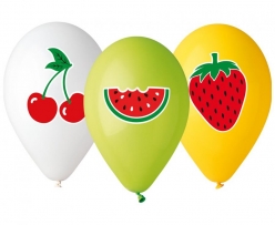 Комплект 6 бр. премиум балони Плодове / Fruits, микс пастелни цветове Belbal /Gd/