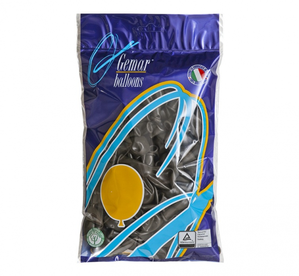 Балон черен пастел, диаметър 13 см, 10 бр. в пакет A50 #014