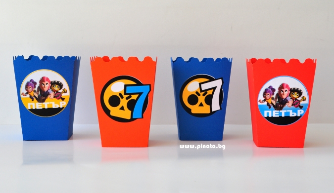 Персонализирана кутийка за пуканки Брол Старс, 3 бр. в опаковка