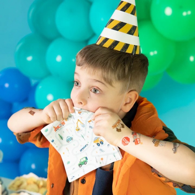 Парти салфетки Транспортни средства, кола, багер, пожарна, 33х33 см, 10 бр. в пакет /Pp/