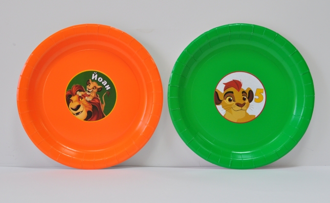 Персонализирана хартиена парти чинийка Цар Лъв, 6бр. пакет