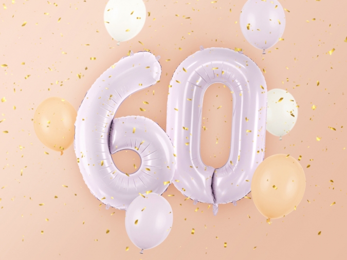 Фолиев балон цифра 6, цвят лилав, 72 см височина /Pd/