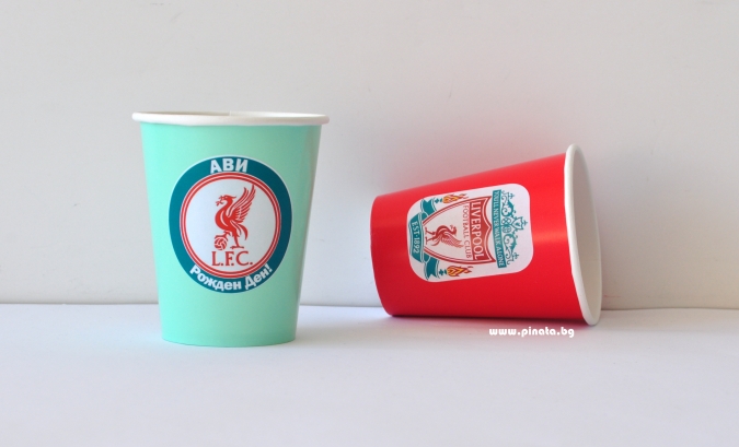 Персонализирана хартиена парти чашка 250 мл Ливърпул, 6бр. пакет