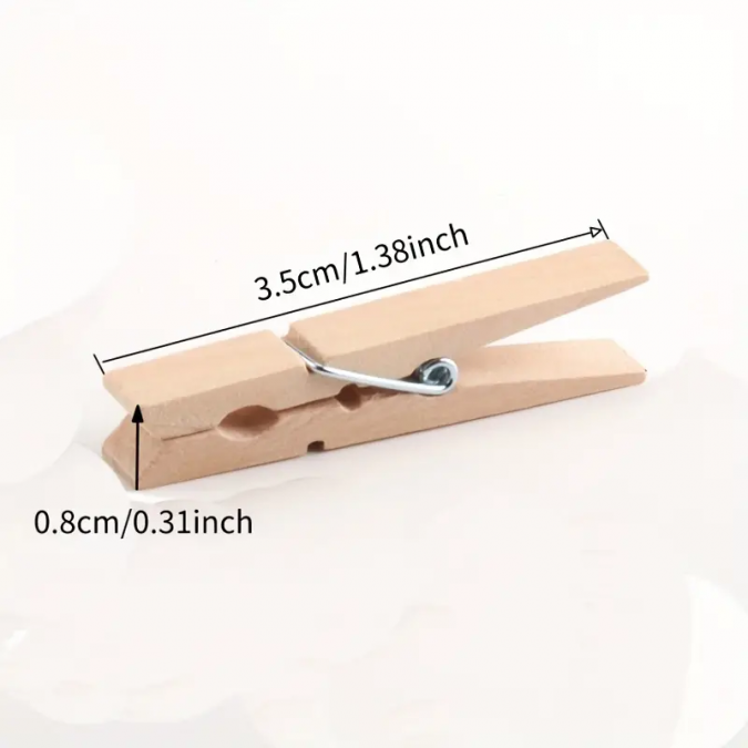 Декоративни мини дървени щипки, 3,5см, 10бр. в опаковка /Sa/