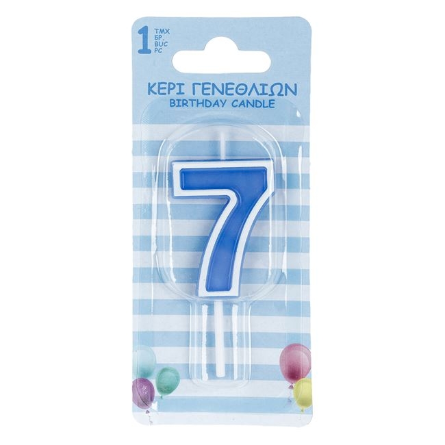 Свещичка цифра 7, цвят син пастел /Mb/