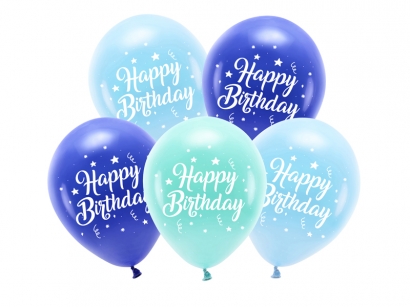 Комплект 5 бр. сини балони с надпис Happy Birthday /Pd/